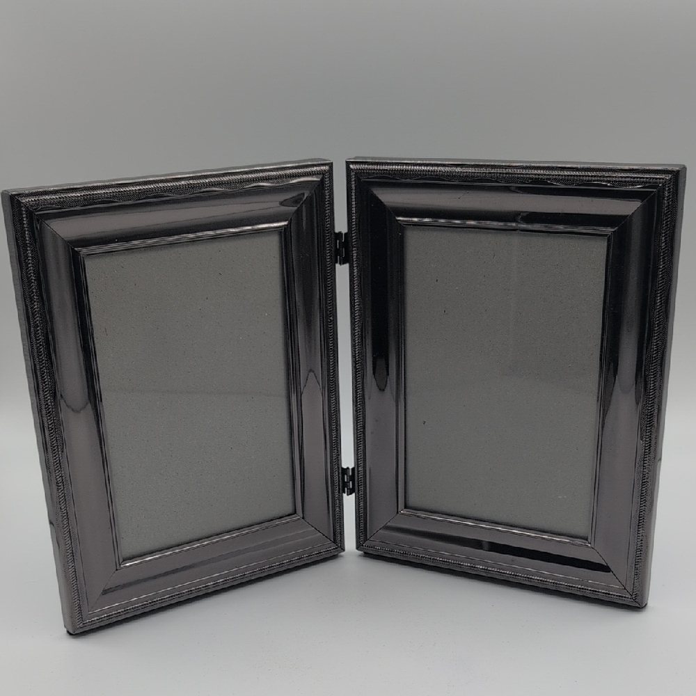 Elegant Black Metallic Double Picture Frame
